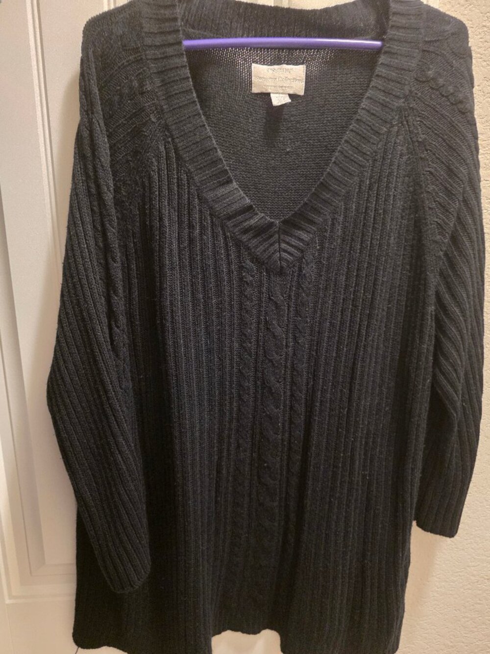 Avenue Sweater Collection Black Cable Knit Sweater 22/24 Plus Size Oversized